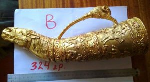 A copy of a Scythian rhyton made of solid gold