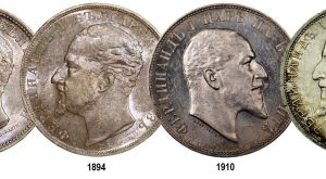 The portraits of Ferdinand I and the Bulgarian coins.